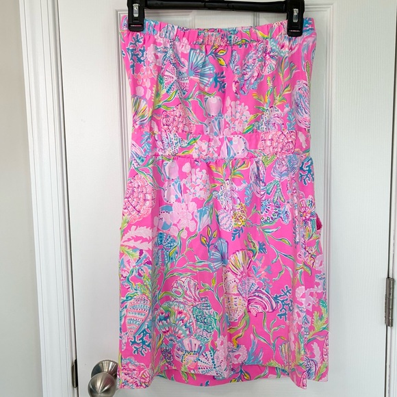 Lilly Pulitzer Larch Coverup Dress in Pink Isle Shell Me Something Good Small - Picture 4 of 11